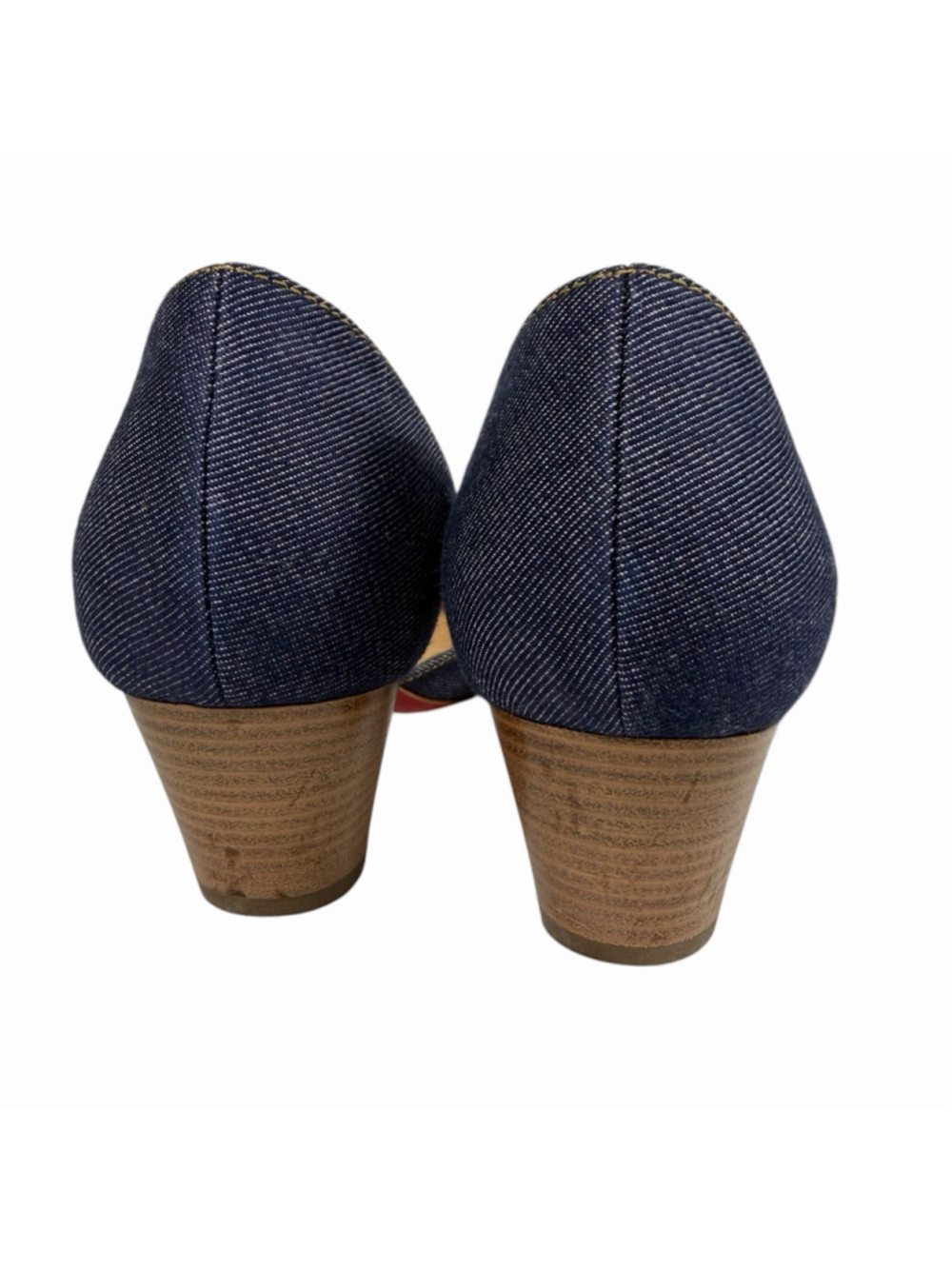 Christian Louboutin Karera 45 Denim Pointed Toe D’Orsay Pumps Wood Heel EU 39 - Picture 5 of 16